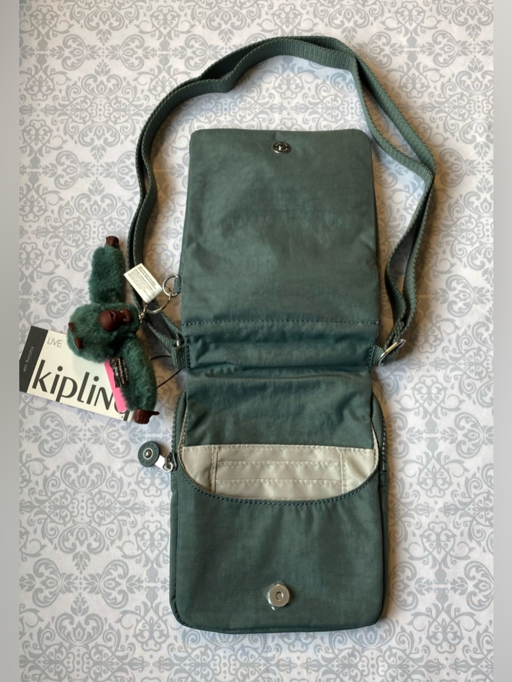 NWT Kipling Compact Crossbody Bag with Adjustable Strap & Plush Monkey Keychain - Picture 9 of 16